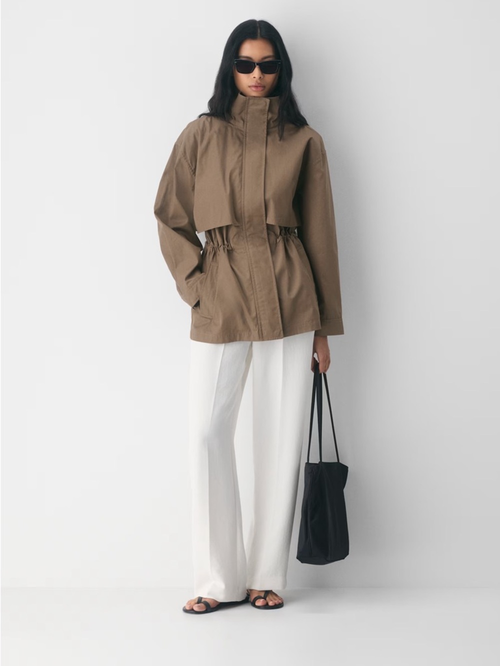 Aritzia Light Gray High-Rise Straight Leg Trousers - Picture 4 of 5